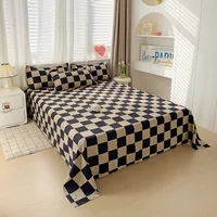 Bed Sheets Flat Printing Skin-friendly Washed Mattress Cover Comfortable Bedspread Twin Queen Full Size Durable Nordic Style 1