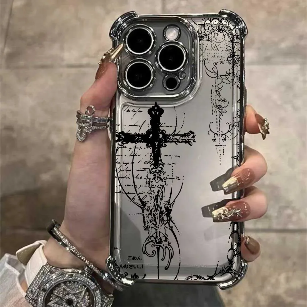 Black Cool Dark Gothic Cross Mark Clear Case Cover