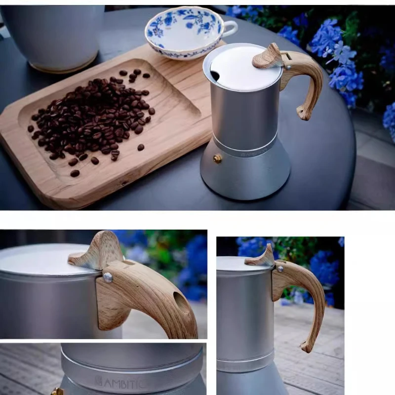JUSTINLAU-cafetera Moka de 150ml/300ml, percolador para café, extracción de Espresso, cafetera para inducción, hogar/caf