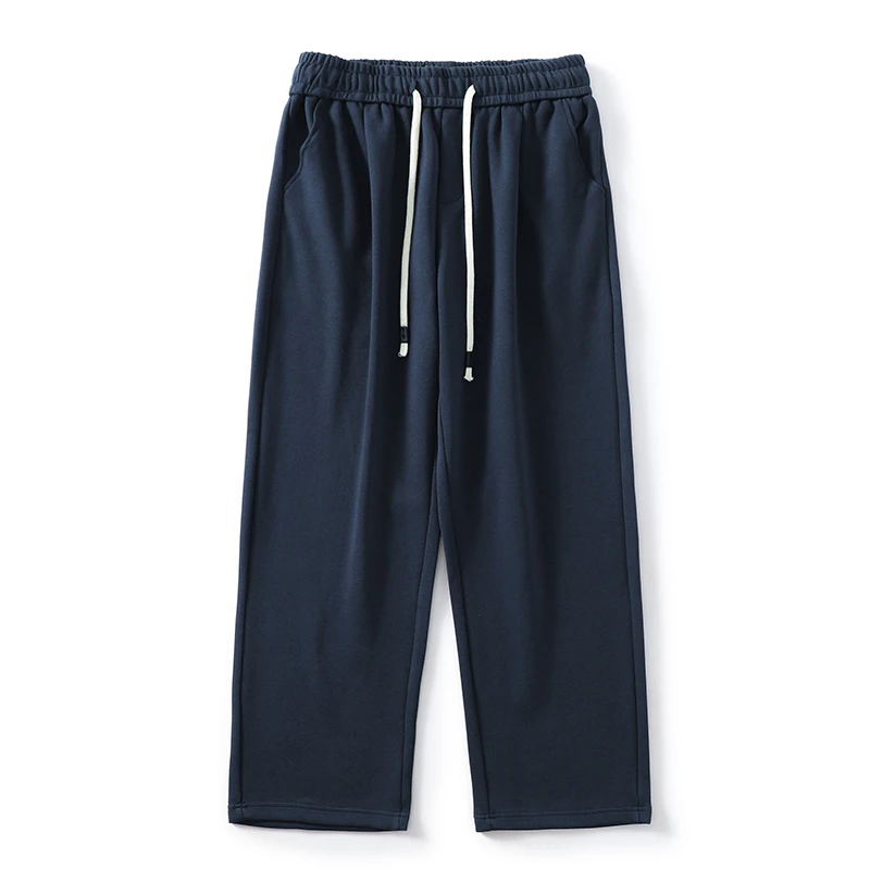 DUKEEN Pique Fabrics Sweatpants for Men Loose Causal Straight Legged Trouse Autumn and Winter Solid Colors Sports Fleece Pants 6