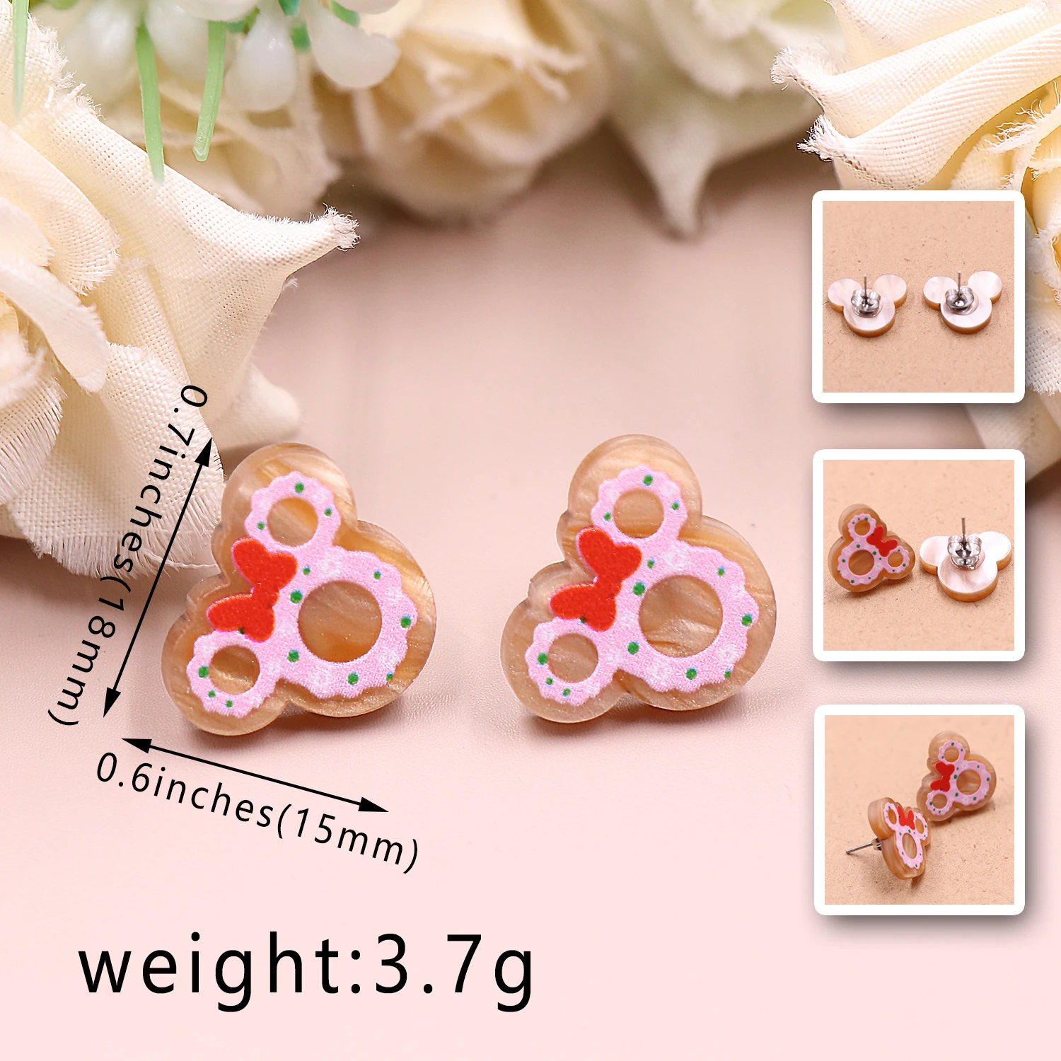 Baublebar Mickey Mouse Disney Doughnut Stud Earrings - Pink