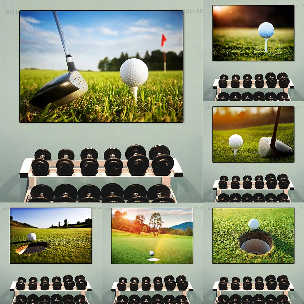 Modern Golf Club Golf Course HD Pictures Landscape Canvas Painting Wall Art Green Grass Posters and Prints Wall Decoration