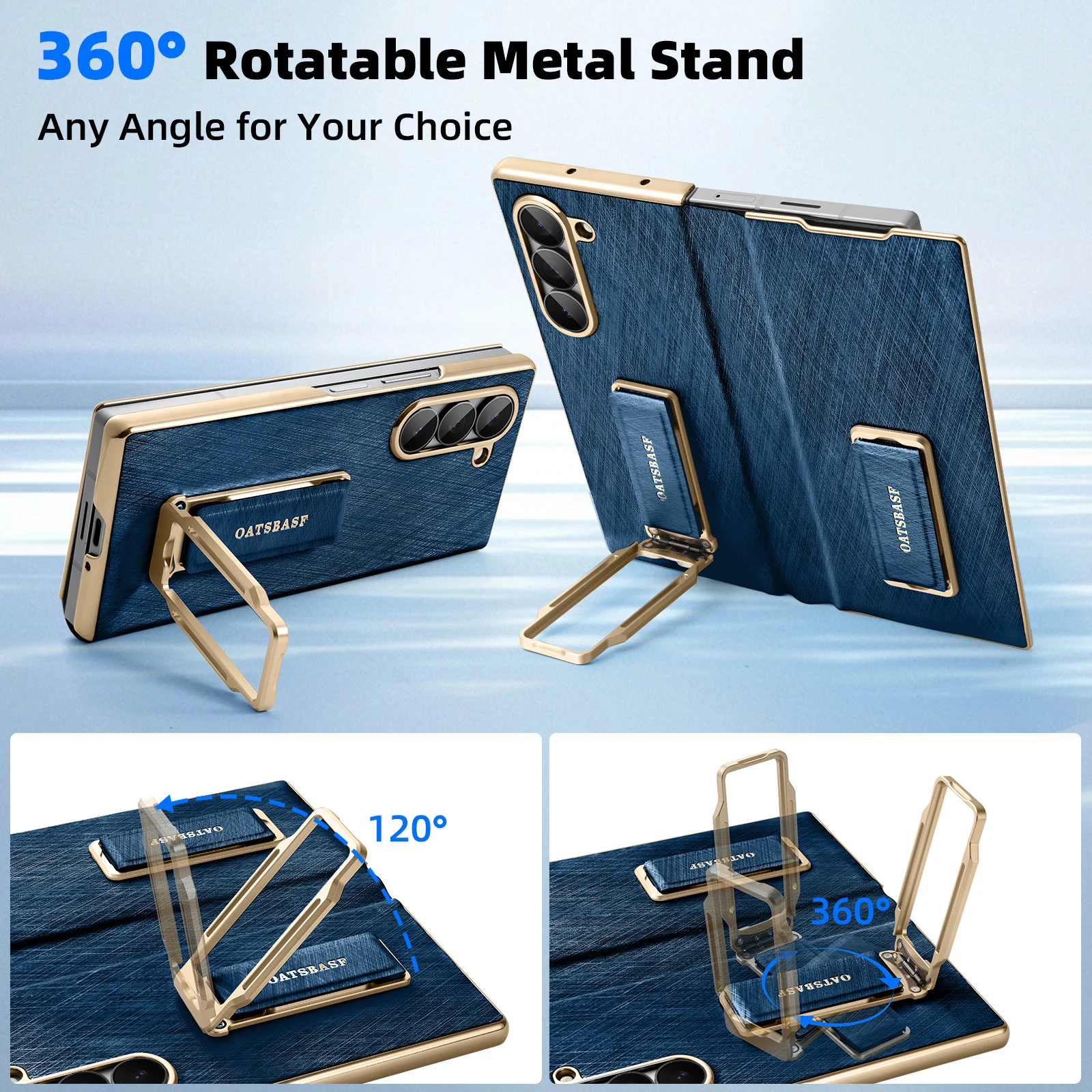 Eary for Samsung Galaxy Z Fold 7 Phone Case With 360°Rotation Stand Magnetic Dual Wristband Leather Full Cover Shockproof Shells