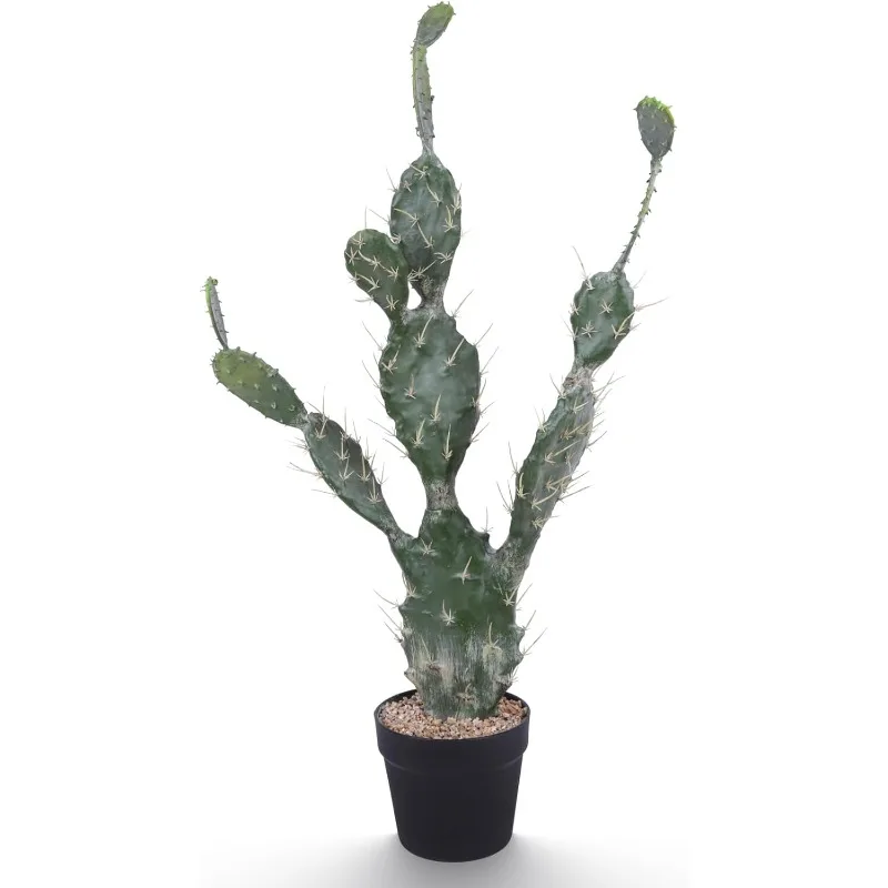 

Искусственные растения, горшок для кактуса 33 дюйма с черным горшком для домашнего сада, для внутреннего и наружного декора