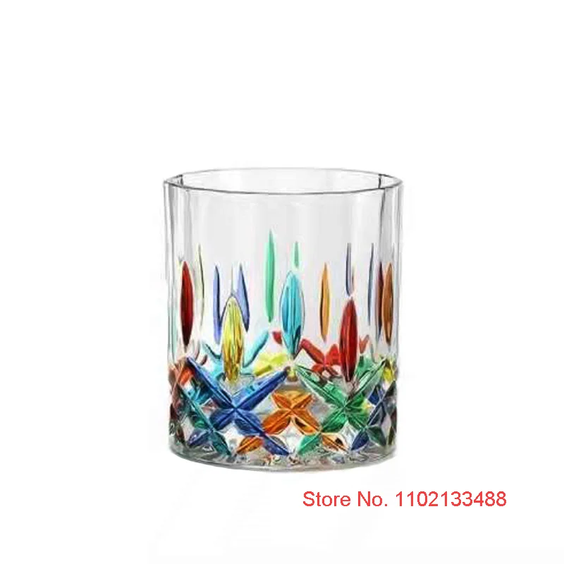 Designer Cup Colorful Jewelry Whiskey Glass Vintage Italian Collection Art Wineglass Venice Enamel Whisky Tumbler Brandy Snifter