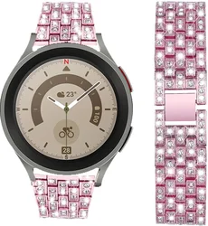 Elegant Metal Diamond Bracelet Watch Band - 20mm & 22mm Strap for Gear S3-Galaxy 46mm (Pink gold)