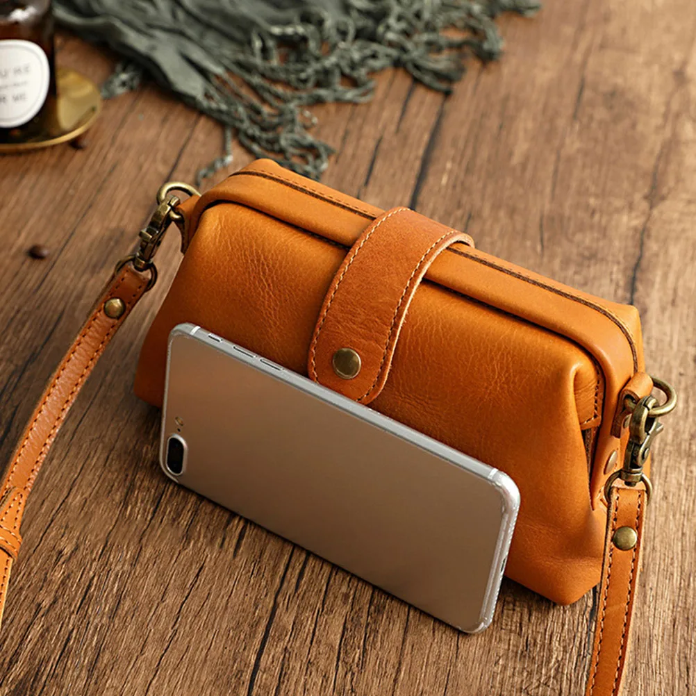 3 Layer Crossbody Leather Shoulder Bag - Retro Doctor Bag Style Clutch With Adjustable Strap For Women