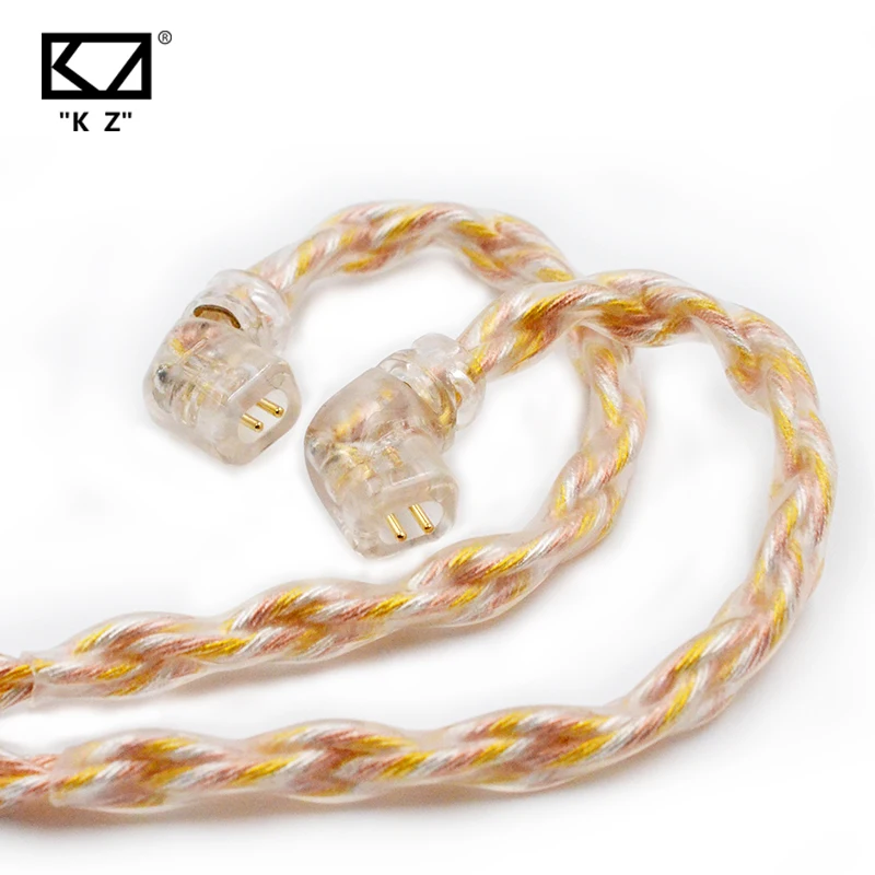 

KZ earphone cable, 8-core gold, silver and copper earphone cable 3.5 socket cable is suitable for ZSN PRO X AS16 ZS10 CCA C12