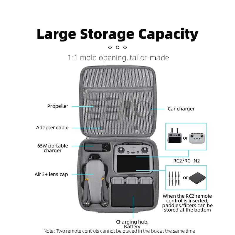 Drone Accessories Drone Storage Bag Drone Storage Case Carrying Storage Bag For DJI Air 3S Fly More Combo Drone Portable Handbag With Strap Shoulder Case Protective Accessories