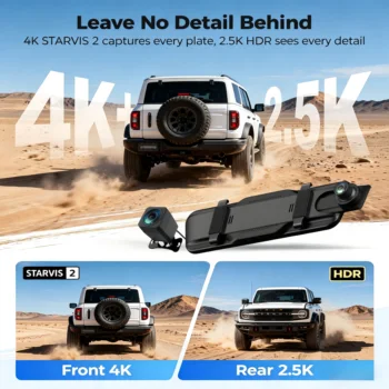10 Inch Car DVR Car Touch Screen video Recorder with WiFi 4K+2.5K Dual Rearview Mirror Front and Rear Night Vision Camera Mirror 2