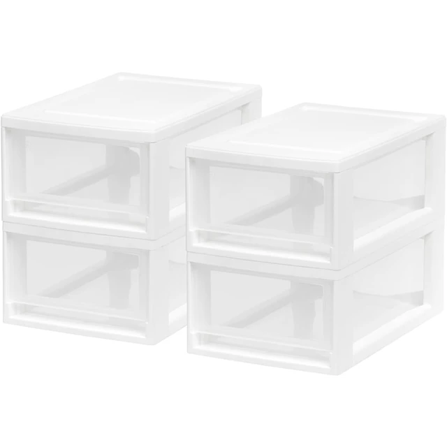 IRIS USA 8Pack 6qt Small Modular Plastic Stacking Drawers, Black