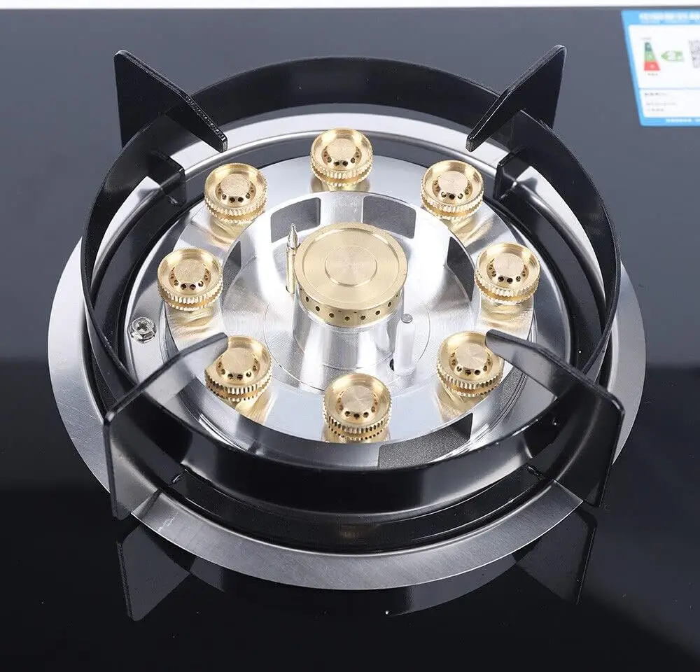 Cooktop with 2 Metal Knob, Burner Gas Stovetop Stainless Steel Built-in Hob, Built-in Natural Gas Cooker Stove