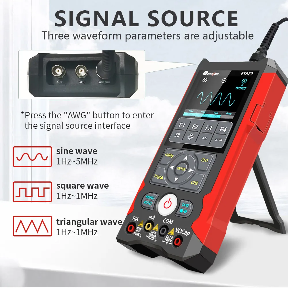 ET829 2 Channel 80MHz Digital Storage Oscilloscope Multimeter Signal Generator 3