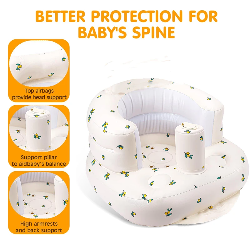 Children Inflatable Sofa,Blow Up with Built in Air Pump,Inflatable Baby Sofa for Babies 3 Months & Up,Baby Seats for Infants 3
