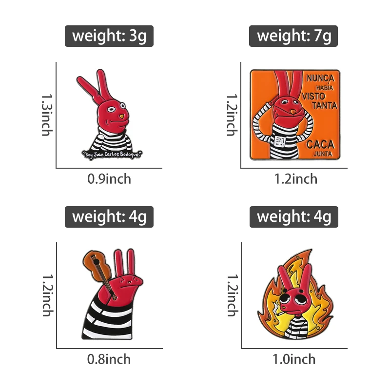 Enamel Pins Humor Comedy Anime Movies Character Enamel Pins Cartoon Red Eared Rabbit Brooch Backpack Lapel Badge Jewelry Gifts for Friend