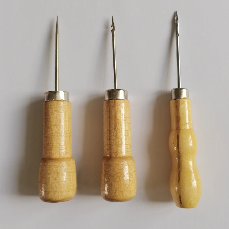 DIY 가죽 텐트용 나무 손잡이 송곳, 바느질 송곳, 신발 수리 도구, 핸드 스..