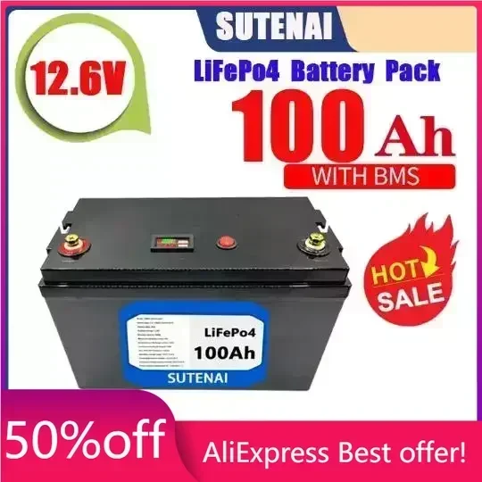 

Batteria al litio ferro fosfato 12V 100Ah LiFePO4 batteria BMS LiFePO4 integrata per sistema di energia solare motore a traina R