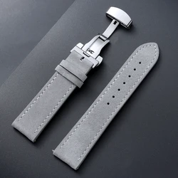 Luxurious Suede Cowhide Watch Strap with Quick Release - 22mm (Grey)