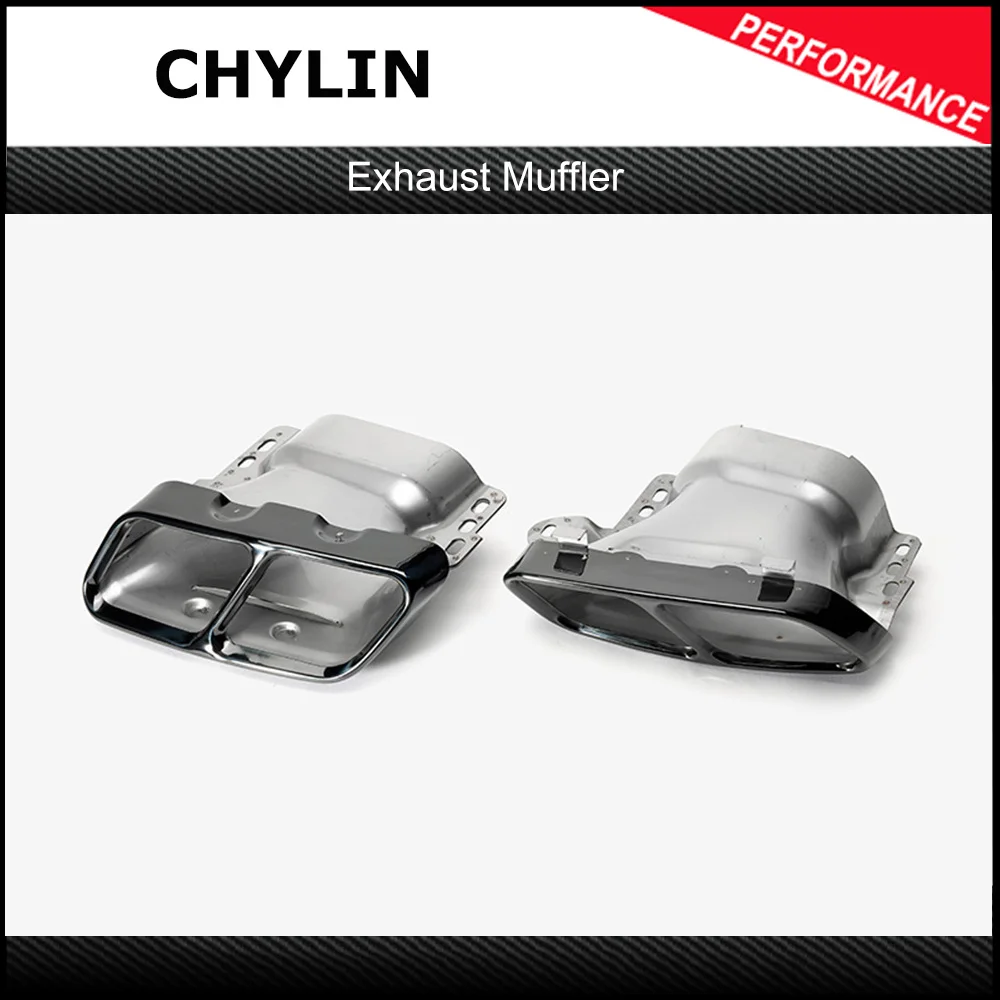 Tail Throat Quad Exhaust Tip, Pack Of 2 Stainless Steel Exhaust Tips, Quad Exhaust Tips, Stainless Steel Replacement For AMG W176 CLA45 C117 2013-2018 (Splitter - View #2