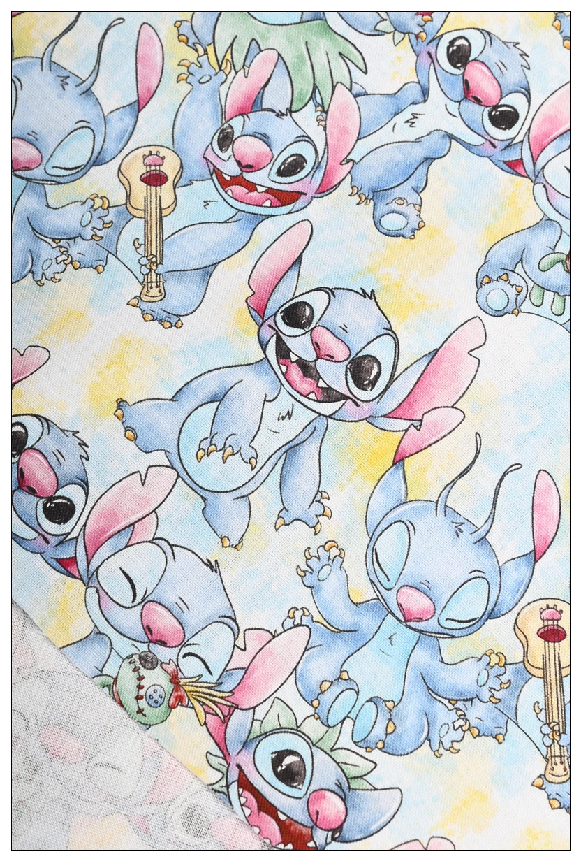 100 Cotton Fabric Disney Lilo & Stitch Yoda Love Print for Tissue Sewing Quilting Needlework Material DIY Handmade