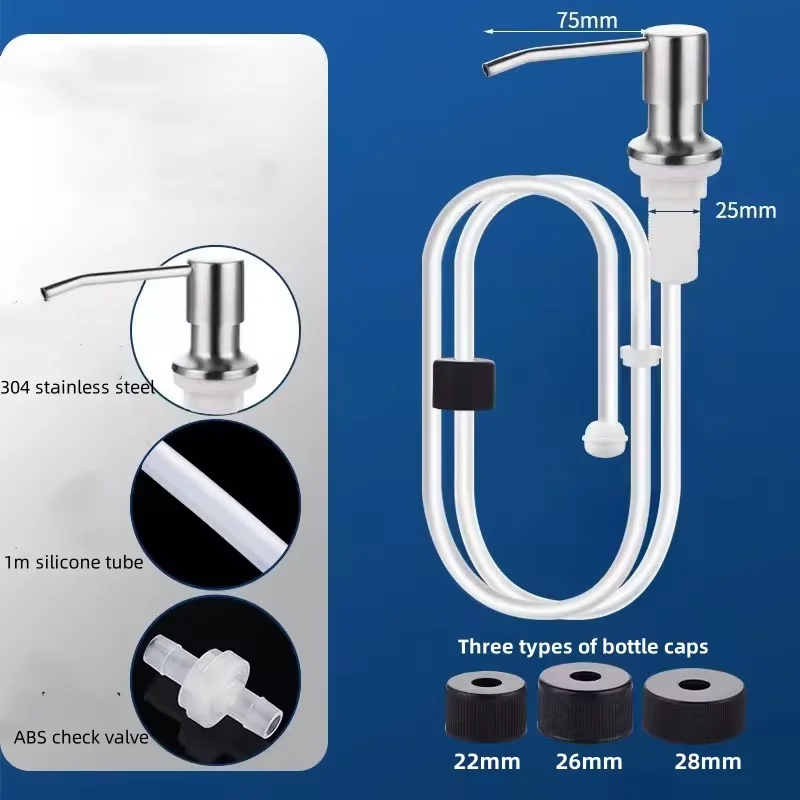 1Pcs Liquid Soap Dispenser Pump Stainless Steel Kitchen Sink Hand Pressure Liquid Dispenser Kitchen Hardware Accessories 6