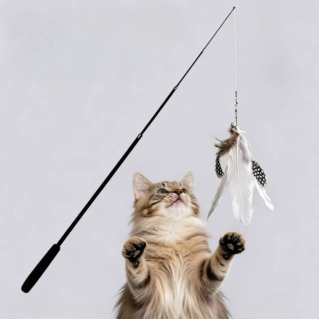 1.8M Cat Teaser Four Section Expandable Cat Fishing Rod Toy with Catnip Interactive Teaser for Kittens Petshop Accessories Durab