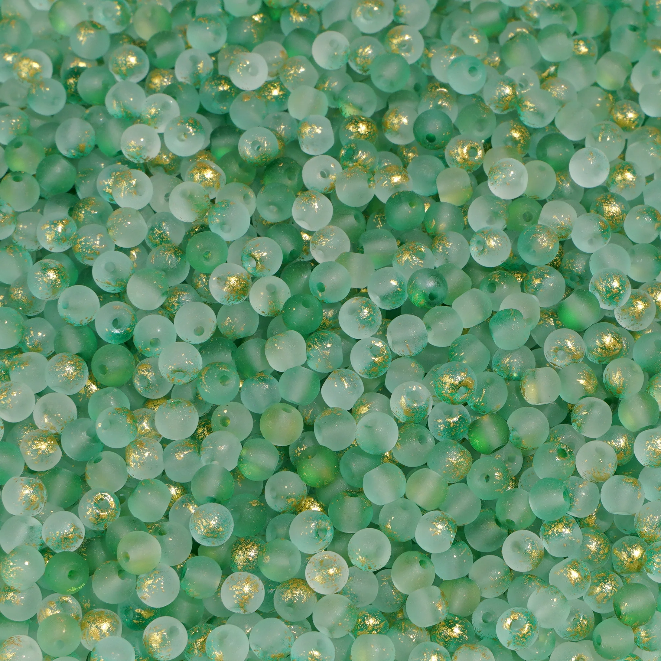 Premium Frosted Gold Splattered Glass Beads for DIY Jewelry - 100Pcs, 4mm