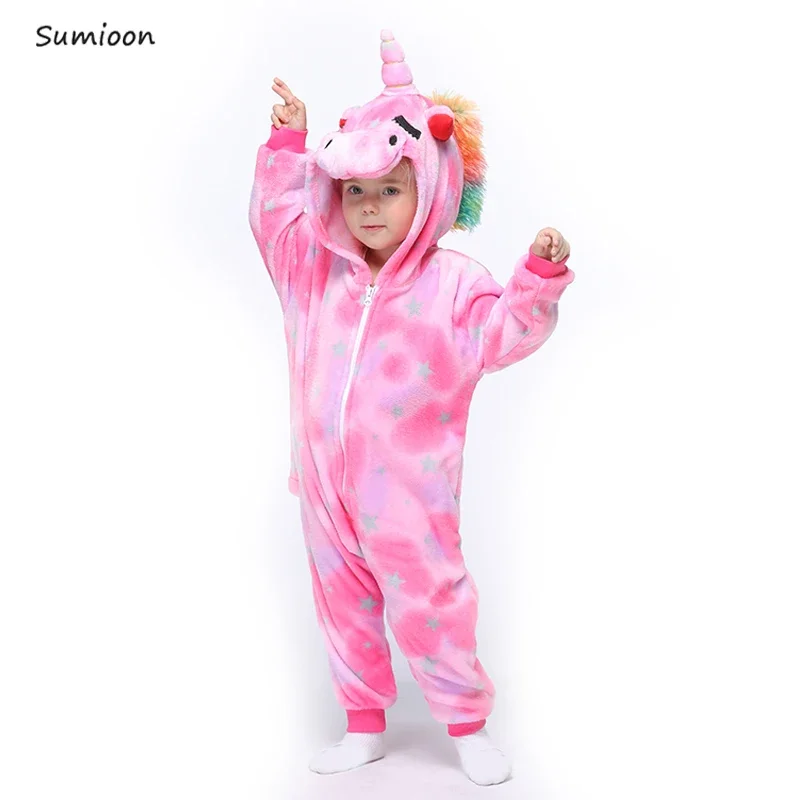 Kigurumi Children's Pajamas For Boys Girls Unicorn Pajamas Flannel Kids Panda Pijamas Suit Animal Sleepwear Winter Cat Onesies,kids pajamas