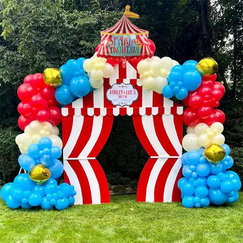 137pcs Carnival Circus Balloon Arch Kit Yellow Red Blue Ballon