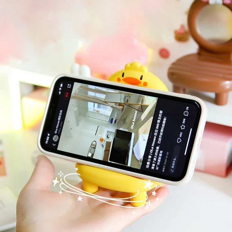 Phone Holder Cute Animals with Mirror Adjustable Bracket Office Tablet Support Stand Desk Organizer