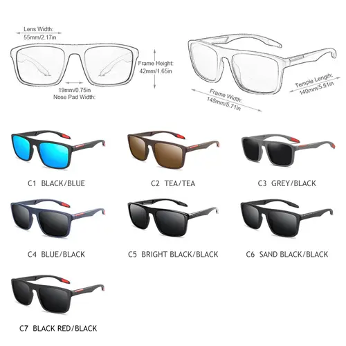 Vintage Square Men Sunglasses Polarized Fashion Black Sun Glasses Male Stylish Driving Shades Sports Eyewear UV400 - Image 5