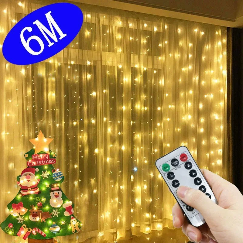 

3M/4M/6M Curtain LED String Lights Christmas Decoration Garland USB Festoon Remote Control Fairy Garland Lights for Bedroom Home