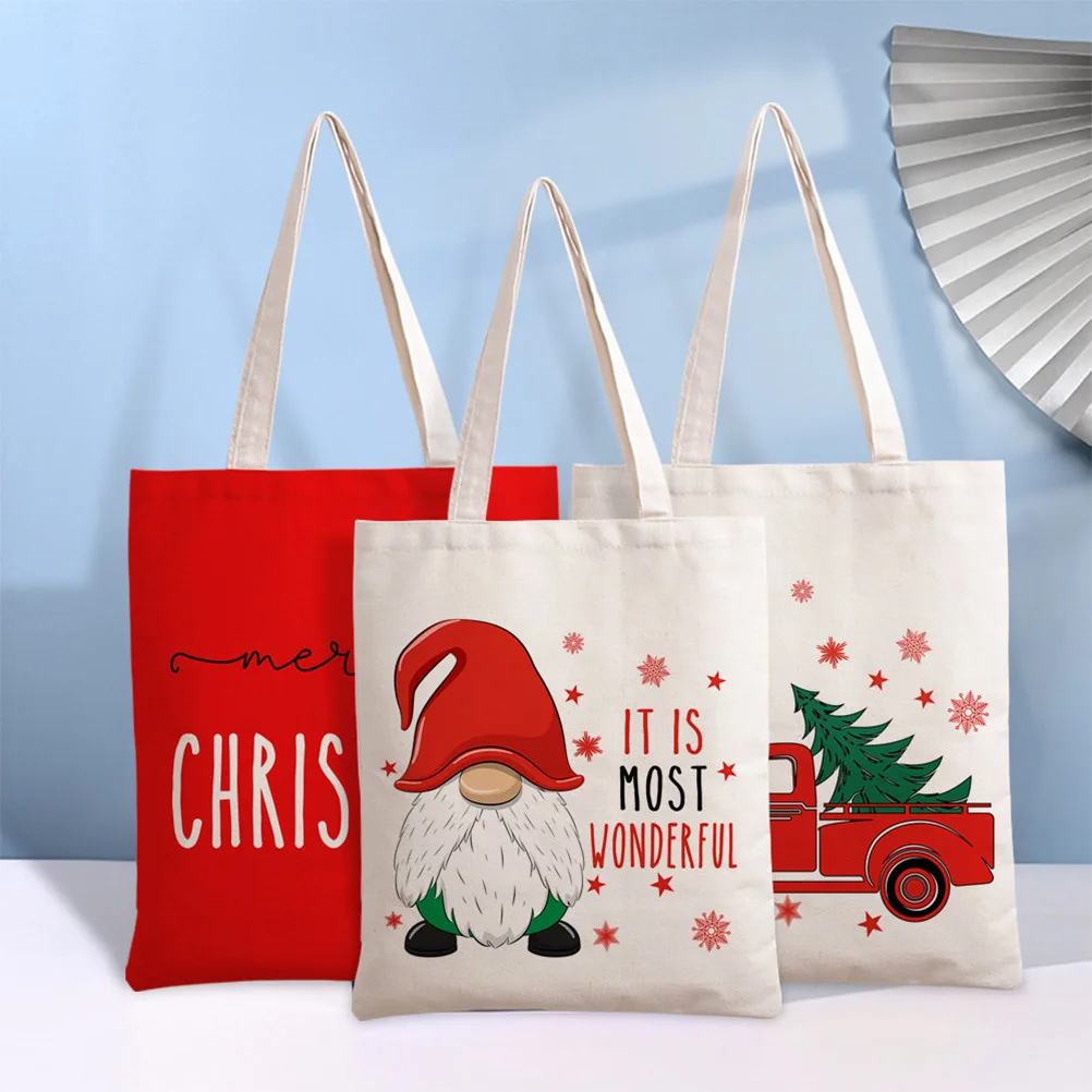 

Santa Claus Print Tote Shoulder Bag for Women Shopping Reusable Bags Christmas Snowman Large Travel School Beach Bags