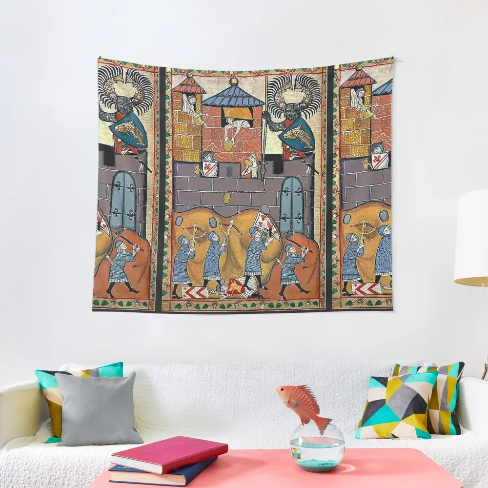 

German Medieval Siege Battle Scene Tapestry Bedroom Deco Decoration Room Decor Home Home Decoration Tapestry