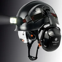 CE Safety Helmet with Built-In Visor and LED Light