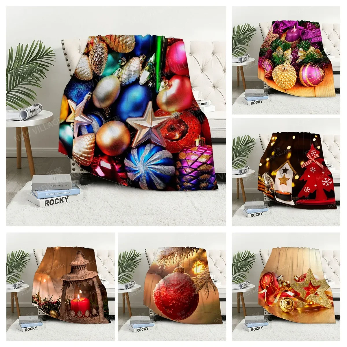 

Home decoration plush Sofa blanket Christmas baubles Bedspread on the bed anime fluffy soft blankets thick blanket for winter
