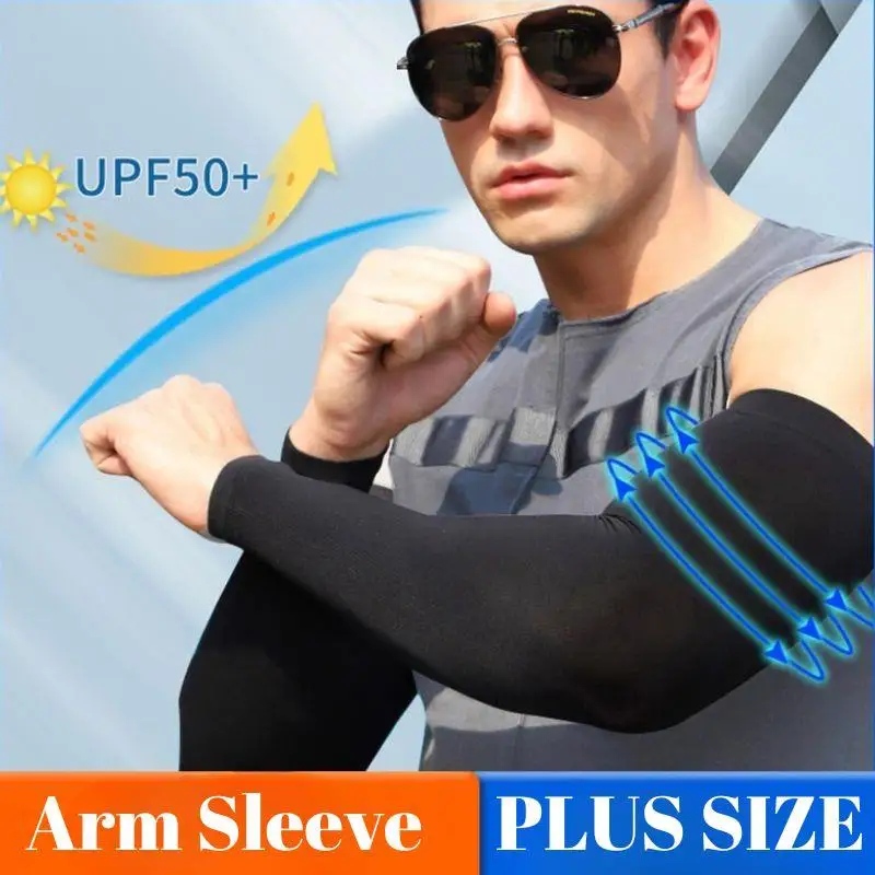 Large Size UV Protection Ice Silk Sleeve Arm Sleeves Sun Protection Cuffs Arm Covers Cycling Warmer Summer Sunscreen Sleeves