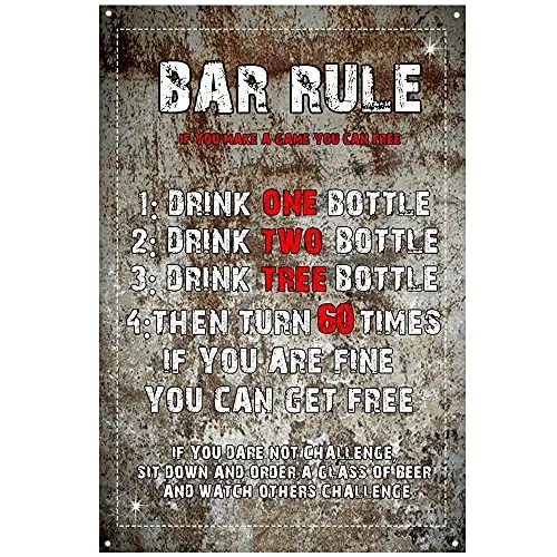 

Imitation Rust Rules Wall Poster Tin Sign Vintage BBQ Restaurant Dinner Room Cafe Shop Decor