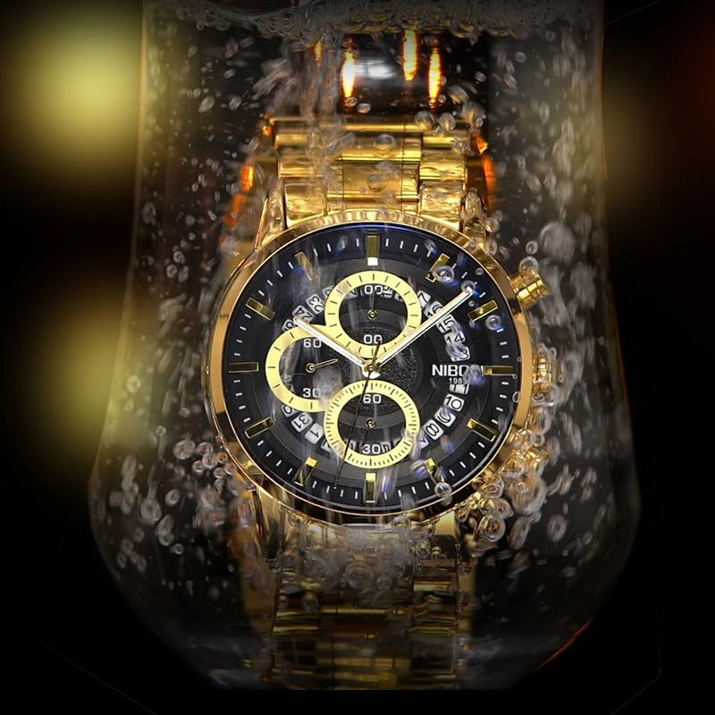 NIBOSI Sport Chronograph Quartz Watch Stainless Steel Waterproof Mens Watches Top Brand Luxury Men Wristwatch Relogio Masculino