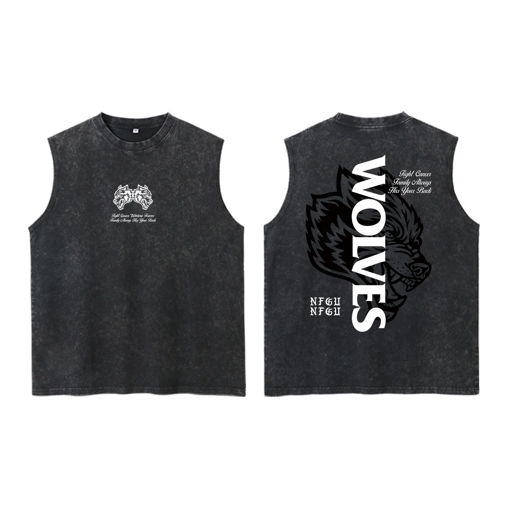 Darc Wolves Sport Vintage Washed Vest Tees Gym Bodybuilding Fitness Sleeveless T Shirts Basketball Workout Darcs Tank Tops