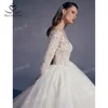 Long Sleeve Wedding Dress 2025 Luxury Shiny Appliques Beaded Ball Gown Princess Bride SwanSarah AV01 customized Vestido De Novia 4