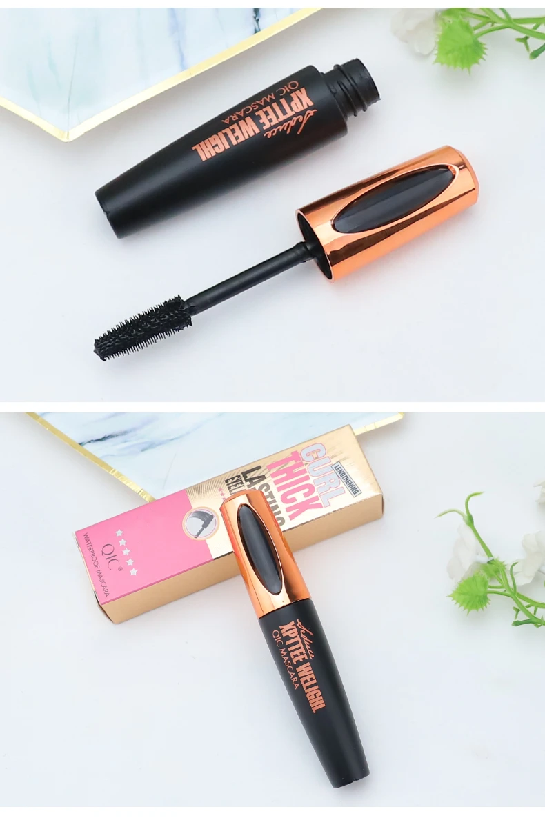 4D Mascara Lengthening Waterproof Eyelashes Eye Mascara Black Volume With Silk Fibers Brush Eyelash Makeup Tool Cosmetics