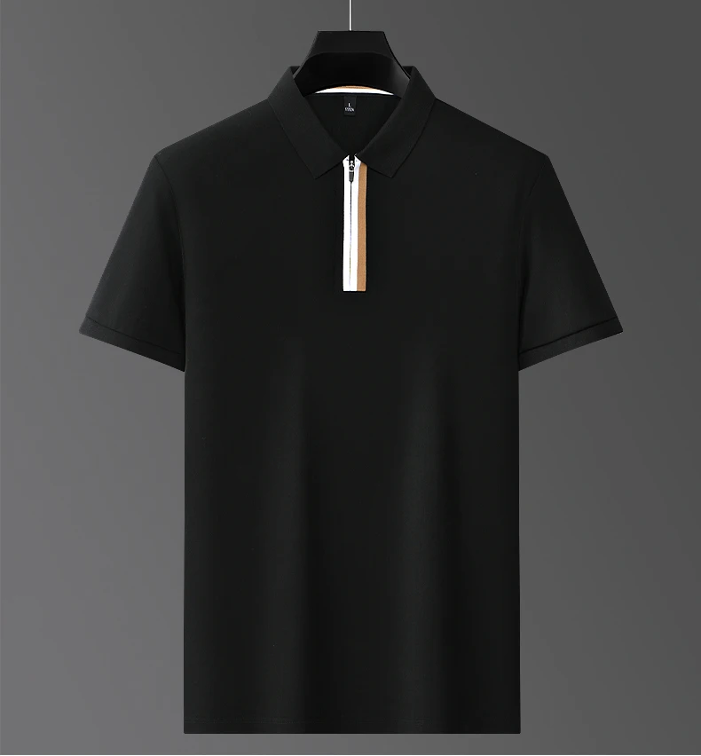 Fashion brand silk cotton breathable polo shirt short sleeved men's top summer new minimalist striped high-end casual T-shirt 23 S0eddb0ff184141ee9af8be8be8c06d6eb