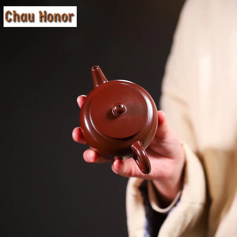 220ml Aesthetic Yixing Purple Clay Teapots Famous Artists Handmade Giant Wheel Pot Raw Ore Mud Kettle Chinese Zisha Tea Set Gift