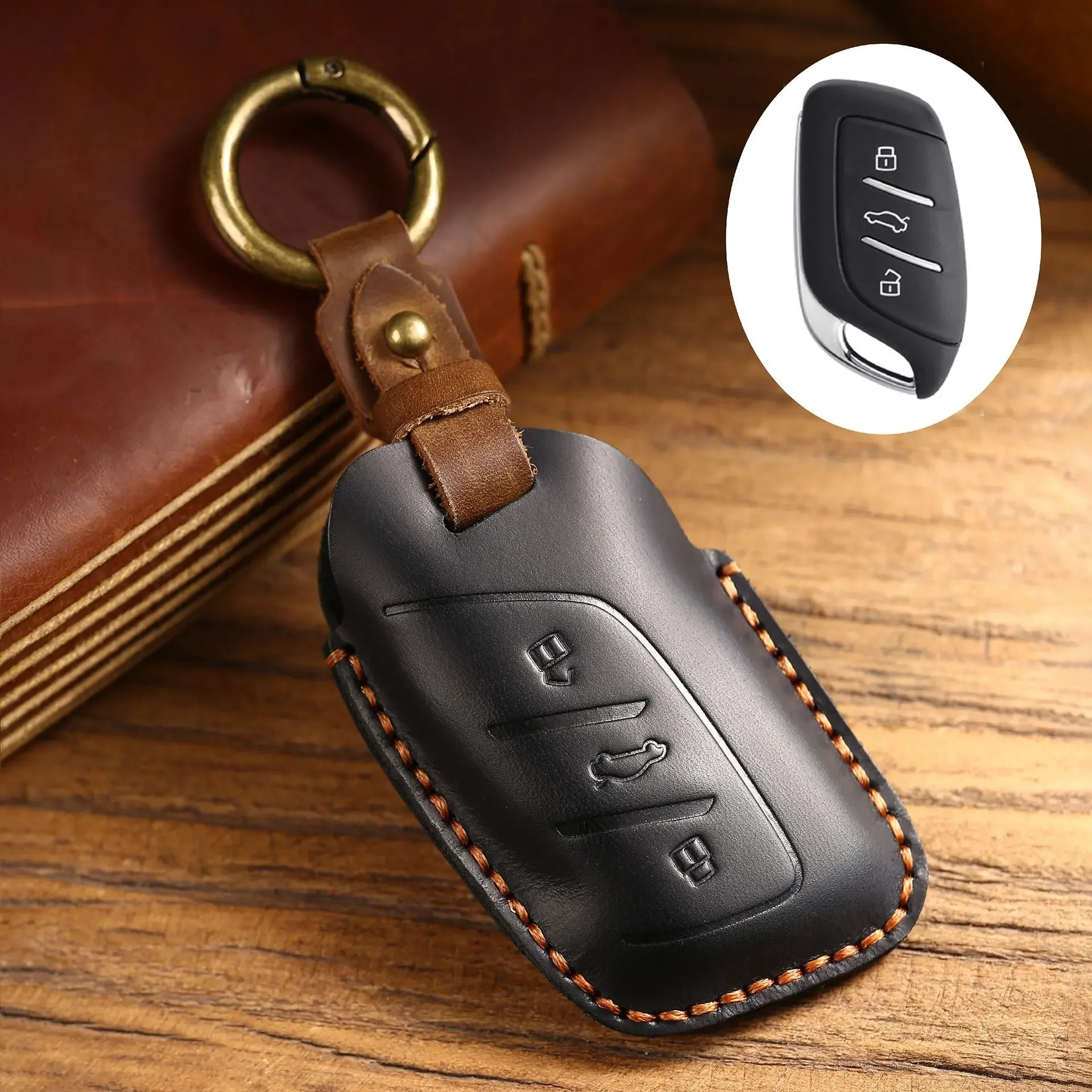 Luxury Leather Car Key Case Cover Fob Shell  Accessories