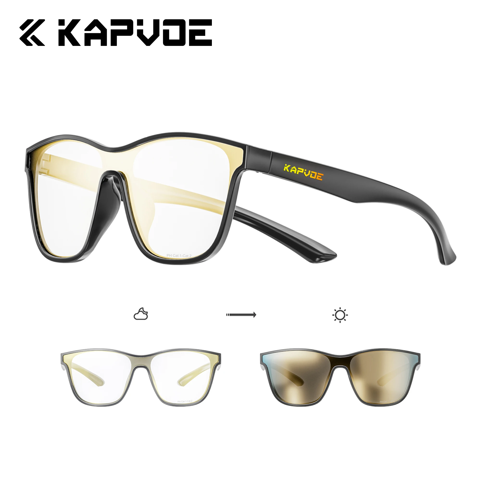 KAPVOE UV400 HD 포토크로믹 하이킹 선글라스 야외 스포츠 사이클링 및 러닝 피크닉 선글라스 스타일리쉬 드라이빙 안경