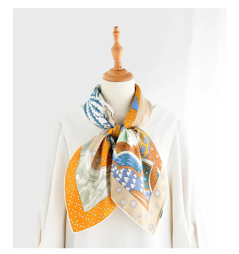 Sänger Tiere natürliche Seide Schal quadratische Kopftücher Twill Luxus Geschenk Frauen wickeln Bandana Hijab Schal Dame Halstuch – Detail 10
