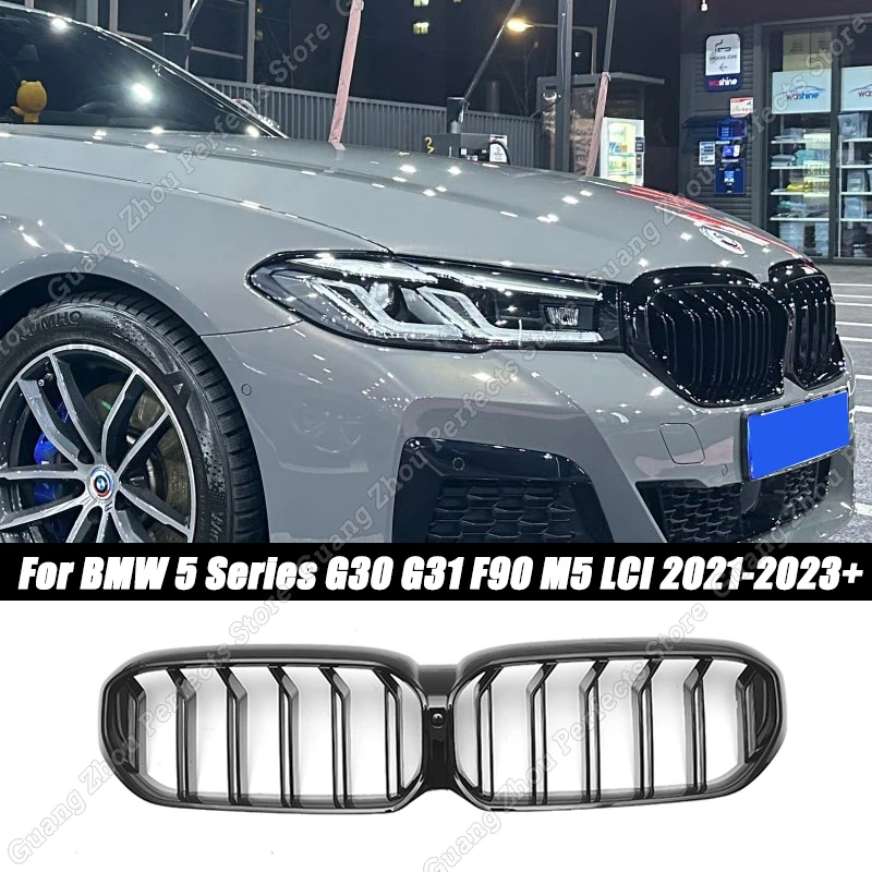 Glossy Black Front Kidney Grille Dual Slats For BMW 5 Series G30