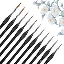 10 - Piece Ergonomic Fine Tip Miniature Paintbrush Set (11pcs triangle black)