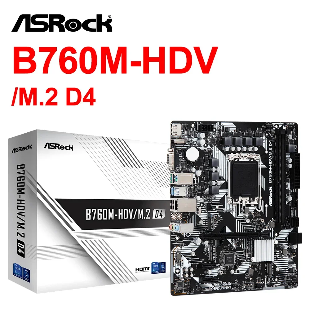 Nuova Scheda Madre Asrock B760M-Hdv/M.2 D4 64Gb 5333Mhz (Oc) Supporta Cpu Intel 14Th/13Th/12Th Core Lga1700 I3 I5 I7 12400F 13400F